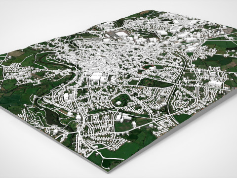 法国帕尔特奈城市景观 3D 模型