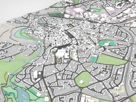 法国帕尔特奈城市景观 3D 模型