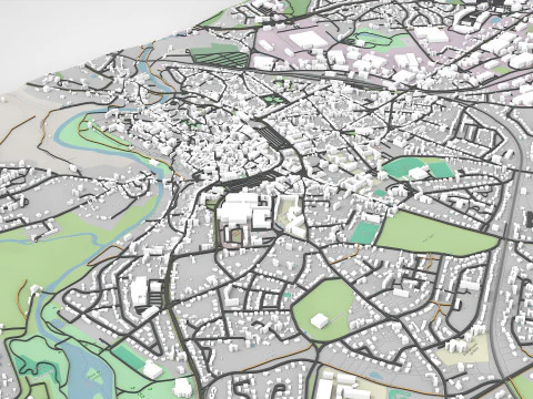 Paesaggio urbano Parthenay Francia Modello 3D