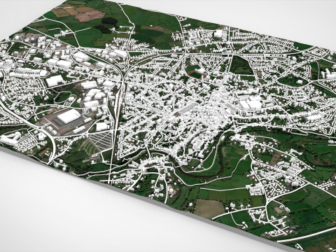 法国帕尔特奈城市景观 3D 模型