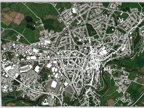 法国帕尔特奈城市景观 3D 模型