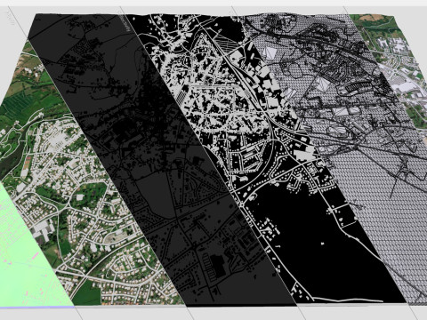 法国帕尔特奈城市景观 3D 模型