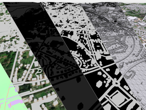 法国帕尔特奈城市景观 3D 模型