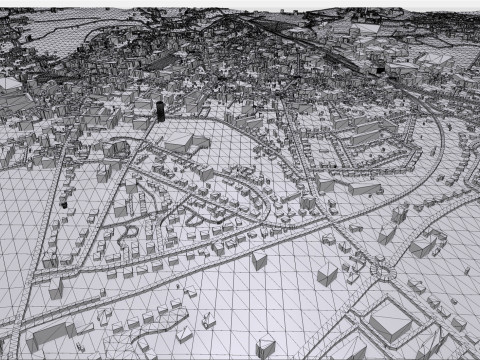 法国帕尔特奈城市景观 3D 模型