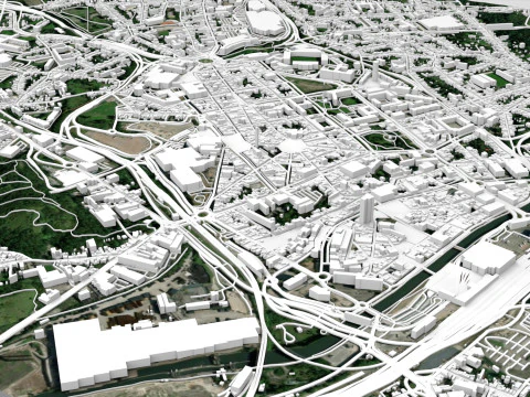 Cityscape Charleroi Belgium 3D Model