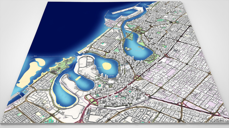 Paesaggio urbano Dubai Sharjah Emirati Arabi Uniti Modello 3D .c4d .max .obj .3ds .fbx .stl .blend 