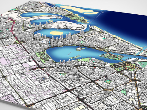 Paesaggio urbano Dubai Sharjah Emirati Arabi Uniti Modello 3D