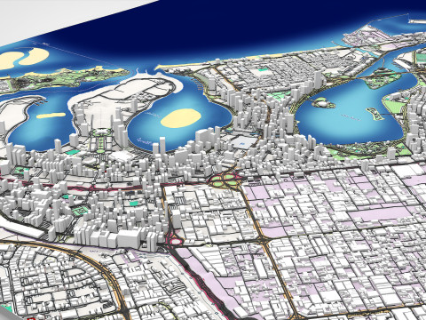 Paesaggio urbano Dubai Sharjah Emirati Arabi Uniti Modello 3D