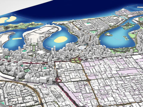 Cityscape Dubai Sharjah UAE 3D Model