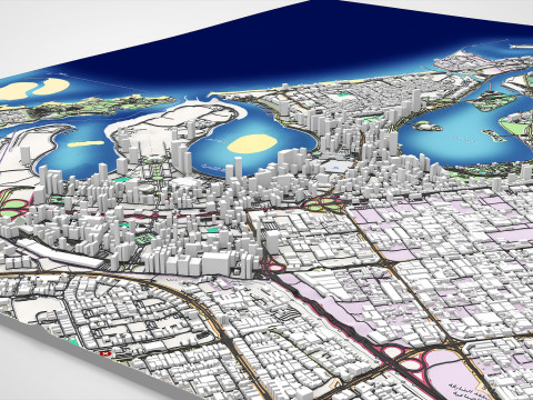 Paesaggio urbano Dubai Sharjah Emirati Arabi Uniti Modello 3D