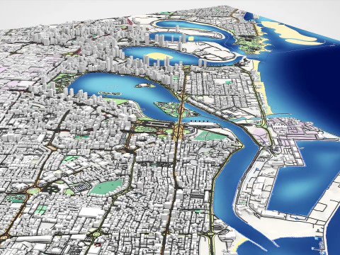 Cityscape Dubai Sharjah UAE 3D Model