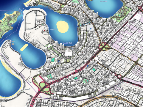 Paesaggio urbano Dubai Sharjah Emirati Arabi Uniti Modello 3D