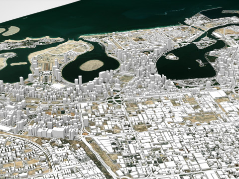 Paesaggio urbano Dubai Sharjah Emirati Arabi Uniti Modello 3D