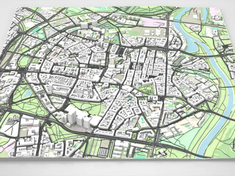 Pejzaż miejski Poznań Polska Model 3D