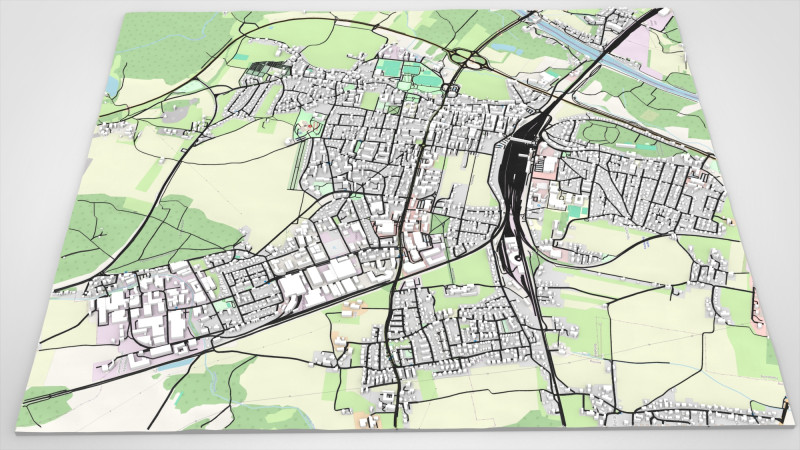 德国弗赖拉辛巴伐利亚城市景观 3D 模型 .c4d .max .obj .3ds .fbx .stl .blend 