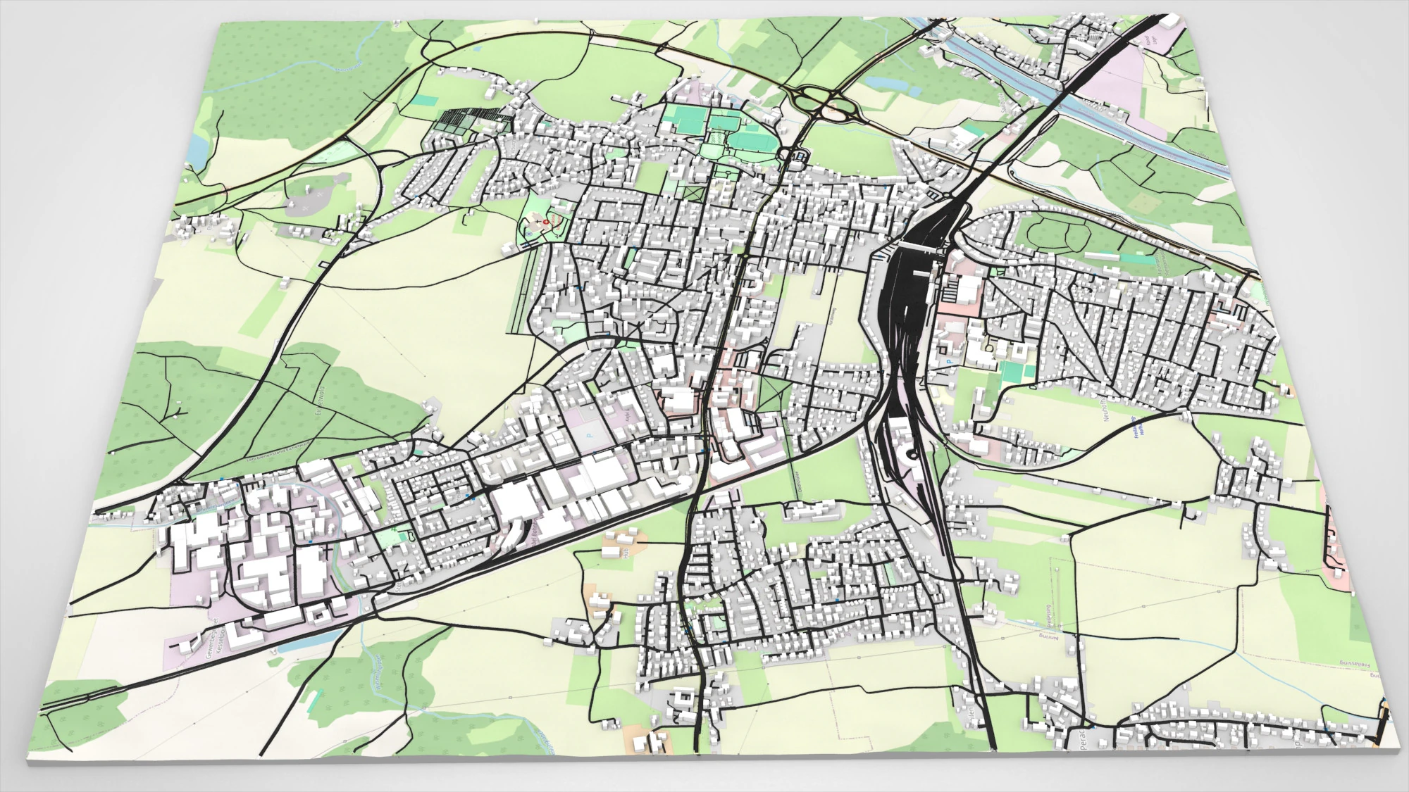 Paesaggio urbano Freilassing Baviera Germania Modello 3D .c4d .max .obj .3ds .fbx .stl .blend