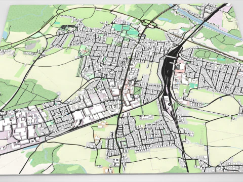 Pejzaż miejski Freilassing Bawaria Niemcy Model 3D