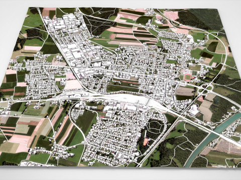 德国弗赖拉辛巴伐利亚城市景观 3D 模型