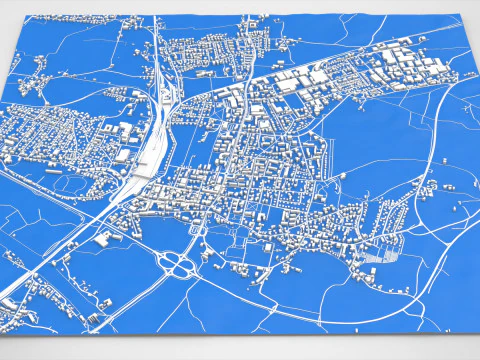 Paesaggio urbano Freilassing Baviera Germania Modello 3D