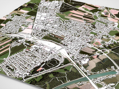 德国弗赖拉辛巴伐利亚城市景观 3D 模型