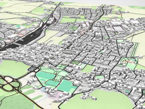 Paesaggio urbano Freilassing Baviera Germania Modello 3D
