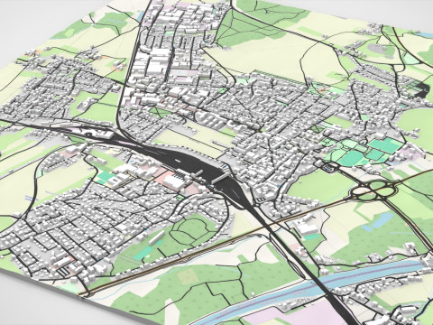 德国弗赖拉辛巴伐利亚城市景观 3D 模型