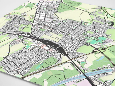 Paesaggio urbano Freilassing Baviera Germania Modello 3D
