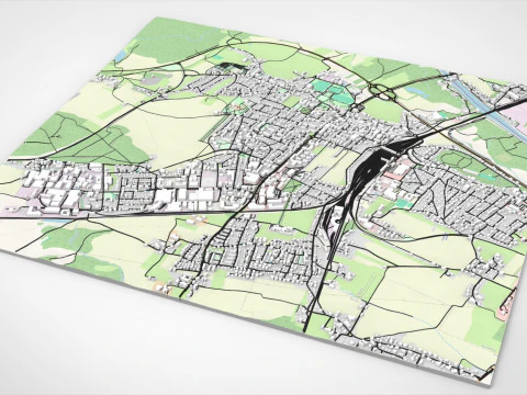 Paesaggio urbano Freilassing Baviera Germania Modello 3D