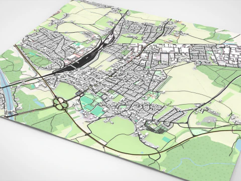 Paesaggio urbano Freilassing Baviera Germania Modello 3D