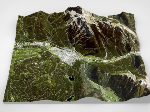 Paisagem urbana Mittenwald Baviera Alemanha Modelo 3D