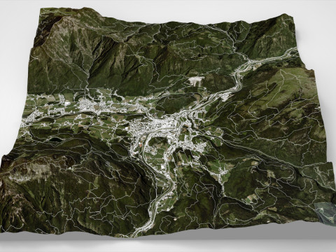 Paisagem urbana Bad Ischl Áustria Modelo 3D