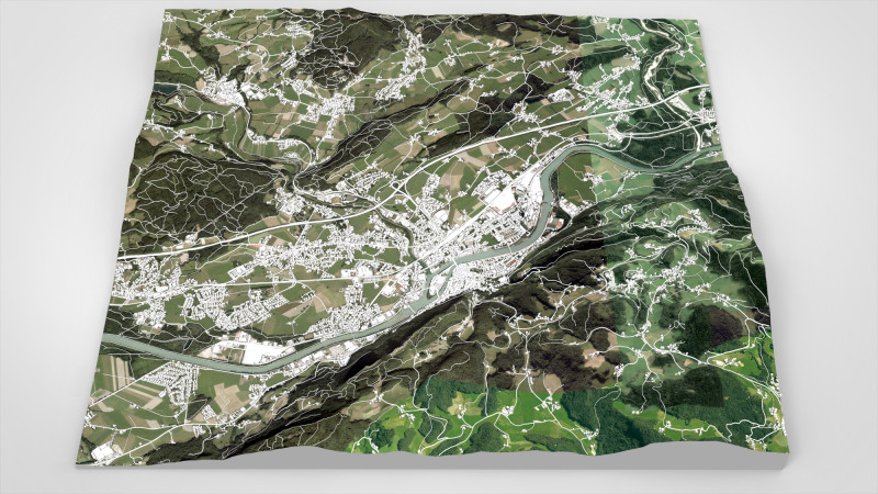 Cityscape Hallein Austria 3D Model .c4d .max .obj .3ds .fbx .stl .blend 