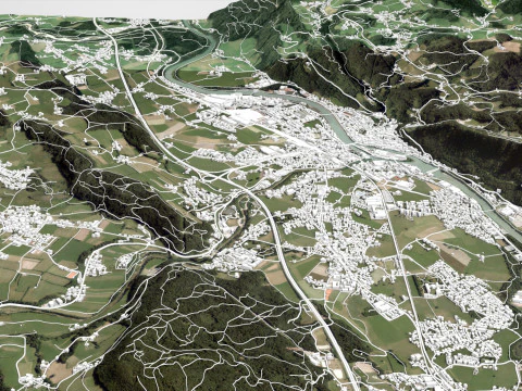 Paesaggio urbano Hallein Austria Modello 3D