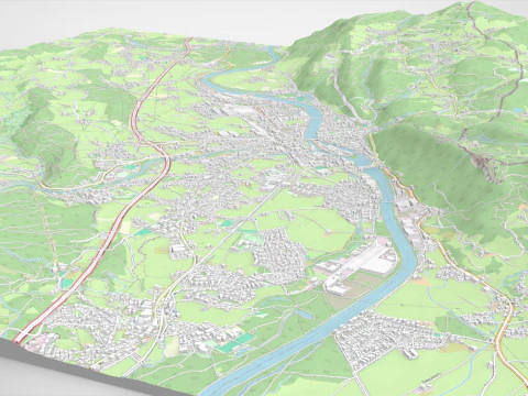 Paesaggio urbano Hallein Austria Modello 3D