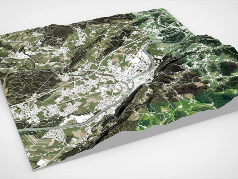 Paesaggio urbano Hallein Austria Modello 3D