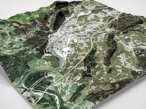 Cityscape Hallein Austria 3D Model