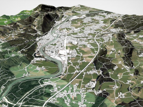Cityscape Hallein Austria 3D Model
