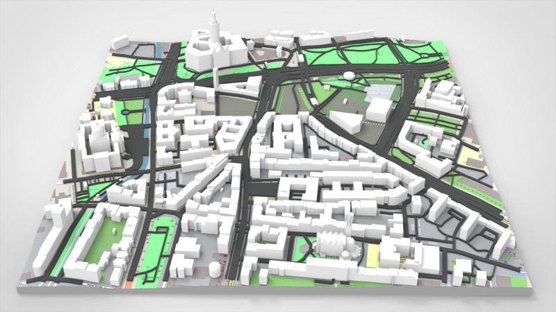 Cityscape Leipzig Centrum district Germany 3D Model .c4d .max .obj .3ds .fbx .stl .blend 