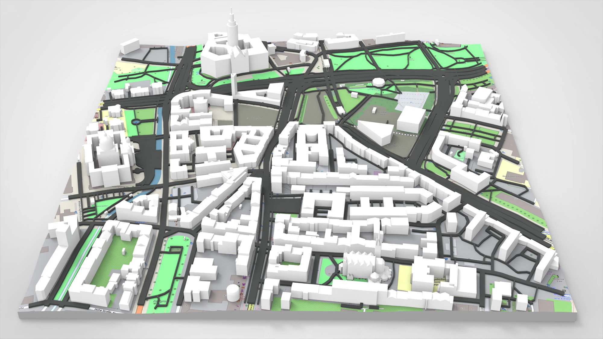 Cityscape Leipzig Centrum district Germany 3D Model .c4d .max .obj .3ds .fbx .stl .blend 