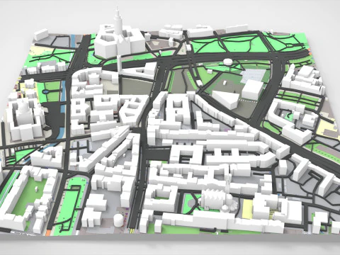 Pejzaż miejski Lipsk Centrum powiat Niemcy Model 3D