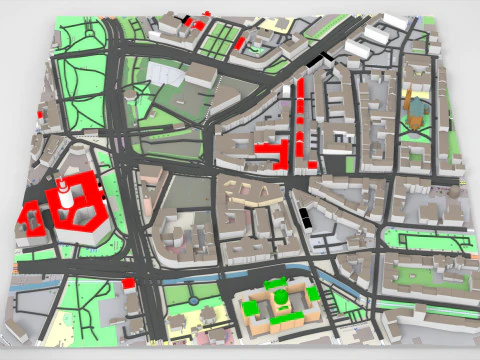 Cityscape Leipzig Centrum district Germany 3D Model