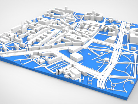 Cityscape Leipzig Centrum district Germany 3D Model