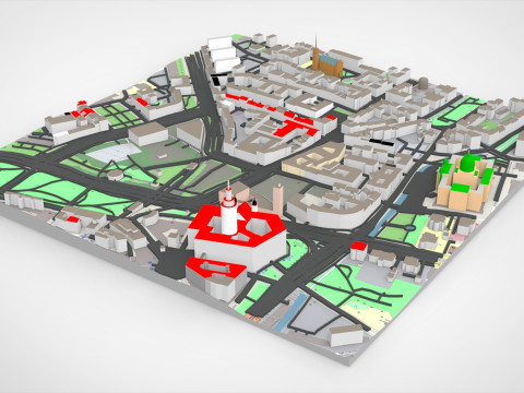 Cityscape Leipzig Centrum district Germany 3D Model
