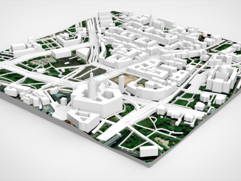 Cityscape Leipzig Centrum district Germany 3D Model