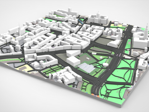 Cityscape Leipzig Centrum district Germany 3D Model