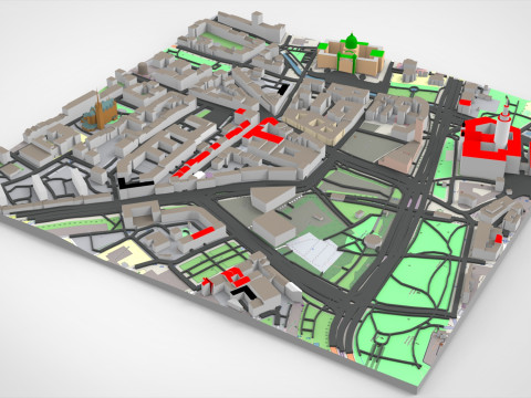 Cityscape Leipzig Centrum district Germany 3D Model