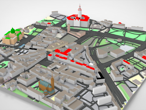 Cityscape Leipzig Centrum district Germany 3D Model