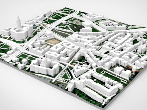 Cityscape Leipzig Centrum district Germany 3D Model