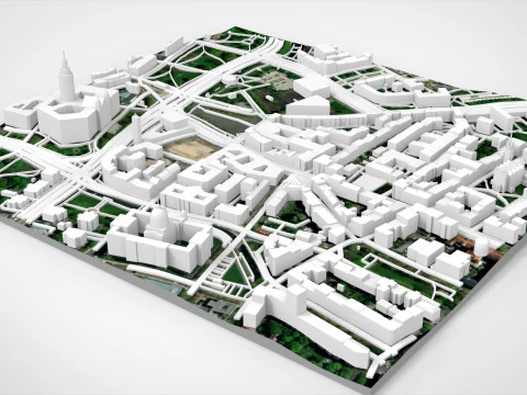 Cityscape Leipzig Centrum district Germany 3D Model