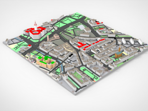 Cityscape Leipzig Centrum district Germany 3D Model